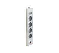Otio - Bloc multiprise d'angle 4x16A + 2 USB A + C 20W + interrupteur - Inox