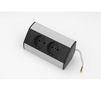 bloc multiprise 2x noir/argent pour les coins - Idéal pour équiper ultérieurement les armoires de toilette et les ensembles de meubles de salle de bains