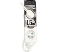Bloc Multiprise - EDO - LOGAN - 3 prises - Blanc - 1,5m - IP20