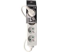 EDO, Socle de Prise - Logan Blanc 4 Fois câble français de Type E 1,5m, rallonge 1,5m, Socle de Prise 4 Fois, rallonge 1,5m, Socle de Prise 4 Fois, multiprise rallonge EDO777554