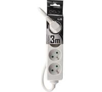 Bloc Multiprise - EDO - LOGAN - 4 prises 2P+T - Câble 3m - Blanc - IP20