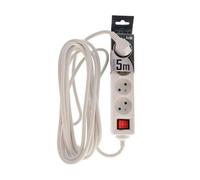 EDO, multiprise - Logan câble d'extension Blanc 4 Voies Type E français 5m, multiprise avec Interrupteur