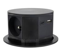Bloc multiprise encastrable 3 prises 16A 2P+T et 2 USB - Noir - Otio