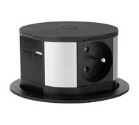 Bloc multiprise encastrable 3 Prises 16A + 2X USB et Chargeur Induction - Otio, Noir