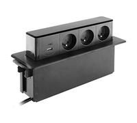 Otio – Bloc multiprise encastrable 3x16A 2P+T avec 2 ports USB – Noir