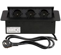 BROLLUX : multiprise encastrable escamotable à 3 prises, édition noire, en aluminium moulé sous pression avec ouverture en douceur - escamotable