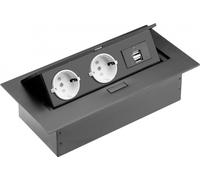 Bloc multiprise encastrable GTV 2 ports USB Noir