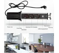 Bloc multiprise escamotable 3 prises + 2 chargeurs USB