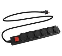 Stagecaptain OPSS-6 BK Multiprise Extérieure 6 Prises 230 V/16 A, Protection IP44 Contre Corps étrangers et Eau, idéale Jardin et Bricolage, avec Interrupteur et couvercles.