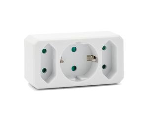 Bloc multiprise Frontale 16A + 2x6A - Standard Schuko. Blanc