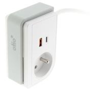 Bloc multiprise Gekko XS clipsable 2 USB C 20W 1.5m blanc - Zenitech