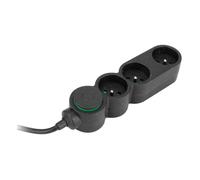 Bloc multiprise Home Green plastique recyclé 3 prises 2P+T - noir - Zenitech