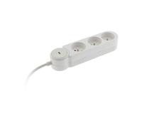 Zenitech Multiprise Bloc de 3 prises secteur en ligne IOTA - Avec interrupteur lumineux - Câble de 1,4 m - Blanche