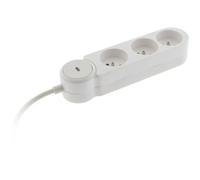 Zenitech Multiprise Bloc de 3 prises secteur en ligne IOTA - Avec interrupteur lumineux - Câble de 1,4 m - Blanche