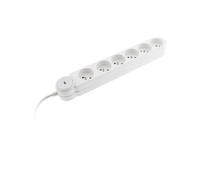 Zenitech Multiprise Bloc de 6 prises secteur en ligne IOTA - Avec interrupteur lumineux - Câble de 1,4 m - Blanche