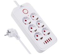 Bloc multiprise - MACLEAN - MCE389 - 6 prises + 4 ports USB - 2500W - 1.5m - Blanc