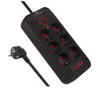 Maclean Bloc multiprise MCE389 B – 6 prises, 4 ports USB, 1,5 m – Noir