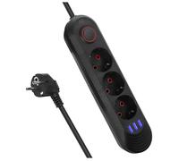 Maclean Bloc multiprise MCE394 B – 3 prises F 45° – 3x USB 2,1A – Câble 1,5 m