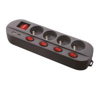 Bloc multiprise - Noir - 4 prises 16 T - 5 interrupteurs - Chargeur USB C et A - Multiple Charge Rapide - Câble 1,5 mètres