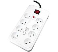 Zenitech Multiprise parafoudre 8 prises secteur 16A + Prise TV / TNT / Tel / ADSL - Avec interrupteur lumineux - Blanche