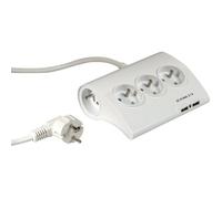 Revolt Bloc multiprise avec 5 prises 230 V et 2 ports de chargement USB