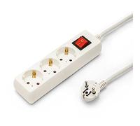 Bloc multiprise Schuko standard 3x16A, avec interrupteur, câble de 1m de long, H05VV-F3G1.0MM2, CE, Blanc