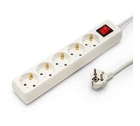 Bloc multiprise standard Schuko 5x16A, avec interrupteur, câble de 1m de long, H05VV-F3G1.0MM2, CE