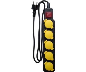 Bloc multiprise ZENITECH 1,5 m - étanche 5 prises 5 x 16A + clapet 3G1 - IP 44