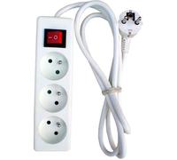 Bloc multiprise ZENITECH 3 prises 16A avec interrupteur blanc