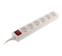 Zenitech Multiprise 6 prises 2P+T 16A 3680W - interrupteur lumineux rouge - blanc, câble 1 m
