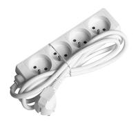 Bloc multiprises- 4x2P+T - 1.5m - blanc
