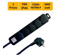 Bloc multiprises 5 prises 16A IP44 + inter 2P+T - garantie 2 ans