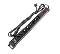 LEDKIA LIGHTING - Bloc Multiprises 8 Prises | Protecteur de Surtensions | 2 USB Ports 2100mA | Interrupteur Lumineux | Câble 5m, Noir, Polychlorure de vinyle