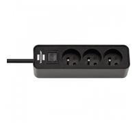 Bloc multiprises avec interrupteur - Ecolor - 3 PC - Noir BRENNENSTUHL