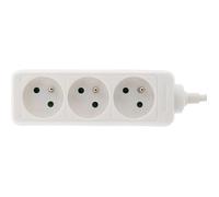 Bloc multiprises - Blanc - 3 prises 16A - Fiche extraplate - Câble 1m - Intérieur