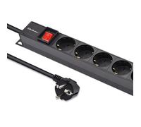 Bloc multiprises en aluminium Qoltec pour rack | 16 A | 16 prises SCHUKO | Verti