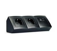 Bloc multiprises encastrable MC POWER | Flair | Prise d'angle 2 prises + USB-C/A, câble de 15 cm avec pince de raccordement, 230 V / 16 A, montage, noir mat