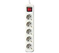 Bloc multiprises interrupteur lumineux Silver Electronics 5 prises, câble 1,5m Blanc