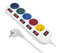 Maclean Bloc multiprises MCE204 M/W – 5 prises, interrupteurs, 1,5 m, 250 V/10 A, protection enfant