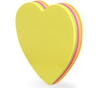 Bloc Note Coeur Adhésif Repositionnable,Bloc Mémo 100 Feuilles De 5 Couleurs Fluo,Format 7x7cm