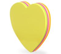 Bloc note cœur adhésif repositionnable, Bloc mémo 100 feuilles de 5 couleurs fluo, format 7x7cm