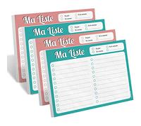 BLOC NOTE & TO DO LIST MA LISTE - Votre memo/carnet/organiseur/planificateur/Planner - Feuille détachable -A emporter partout pour ne plus rien oublier au quotidien (Packx4- Emeraude/Rose)