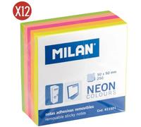 Bloc-notes 250 autocollants 4 couleurs Fluor Milan (x12) Multicolore 5x5 cm