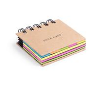 Bloc-notes à spirale en carton recyclé personnalisé, couverture rigide avec 200 notes adhésives, organiseur de bureau respectueux de l'environnement pour bureau, école et maison