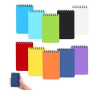 Bloc-notes à spirales, format A7, lot de 10, 75 feuilles par bloc, 10 couleurs différentes