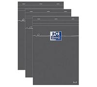 Bloc-notes A5 - Oxford - Modèle Gris - 80 feuilles - Papier 80g - Couverture en carton