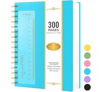 Bloc-notes A5, reliure spirale, 300 pages, ligné, papier 100 g/m², couverture en PVC bleu