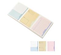 Bloc-notes adhésif coloré avec lignes, forte adhérence pour bureau, maison, école, organisation, bloc-notes détachable, design en trois parties, papier recyclé, pas de fuite grâce à une écriture lisse