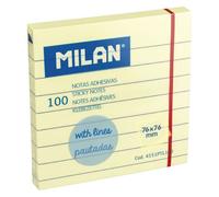 Bloc,Notes Adhésives Jaune Clair Lignées 76 X 76 Mm 100 Pcs