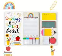 Bloc-notes autocollant de dessins animés pour enseignants - Notes autocollantes, cadeau pour la Journée des enseignants, la rentrée scolaire et la remise des diplômes, fournitures de bureau White-1Pc